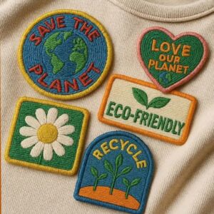 Eco friendly slogan patches