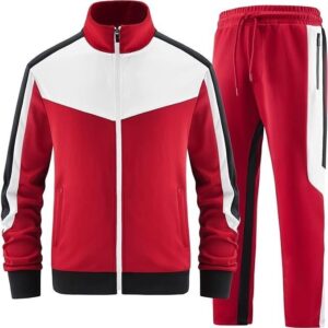 Men casual Treck suite long sleeve in red color