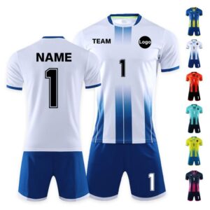 White and Blue Pillar Fade-Stripe Match Jersey