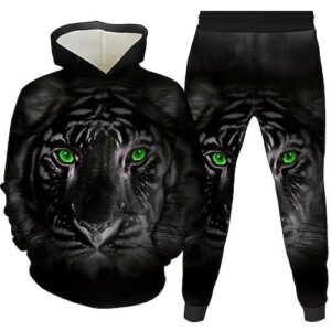 black tiger print track suite