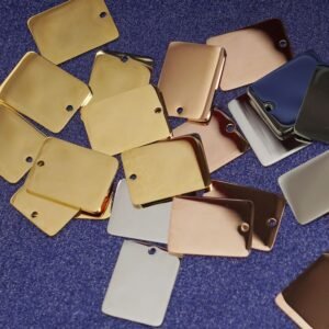 Rectangular brass and stainless steel tags